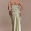 Sarah Strapless Maxi Dress With Waist Tie – Sage
