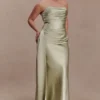 Sarah Strapless Maxi Dress With Waist Tie – Sage