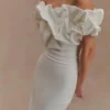 Sariya Sculptural Maxi Dress – White Sariya Sculptural Maxi Dress – White