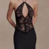 Sascha Lace And Satin Halter Maxi Dress – Black Sascha Lace And Satin Halter Maxi Dress – Black