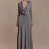 Scarlet Lurex Cowl Maxi Dress – Silver Scarlet Lurex Cowl Maxi Dress – Silver