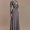 Scarlet Lurex Cowl Maxi Dress – Silver Scarlet Lurex Cowl Maxi Dress – Silver