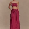 Scottie Shirred Linen Bandeau – Wine