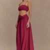 Scottie Shirred Linen Bandeau – Wine
