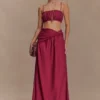 Scottie Shirred Linen Bandeau – Wine