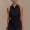 Selene Sleeveless Halter Shirt – Black