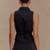 Selene Sleeveless Halter Shirt – Black