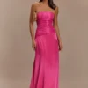 Serena Strapless Taffeta Maxi Dress – Crimson Pink Serena Strapless Taffeta Maxi Dress – Crimson Pink