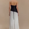 Serena Strapless Taffeta Maxi Dress – White/Black Serena Strapless Taffeta Maxi Dress – White/Black