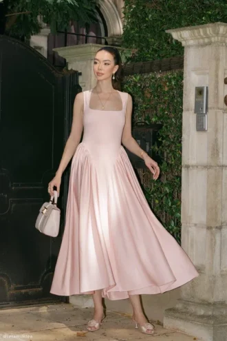 Sharon Scuba Jersey Midi Dress – Ballet Pink