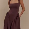Sharon Scuba Jersey Midi Dress – Cacao Brown Sharon Scuba Jersey Midi Dress – Cacao Brown