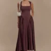 Sharon Scuba Jersey Midi Dress – Cacao Brown Sharon Scuba Jersey Midi Dress – Cacao Brown
