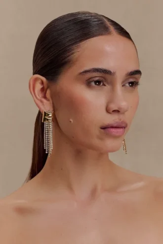 Shea Crystal Fringe Drop Earrings – Gold Shea Crystal Fringe Drop Earrings – Gold