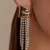 Shea Crystal Fringe Drop Earrings – Gold Shea Crystal Fringe Drop Earrings – Gold