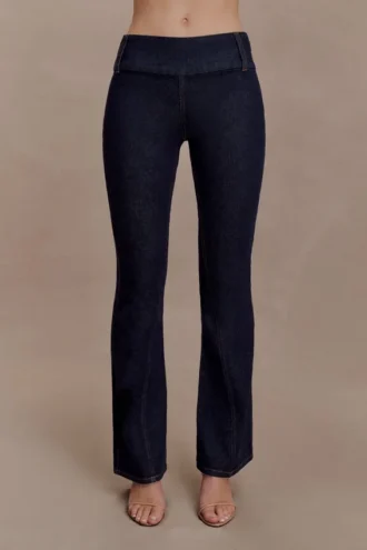 Shelly Flared Denim Jeans – Washed Indigo Blue Shelly Flared Denim Jeans – Washed Indigo Blue