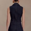 Shona Denim Vest With Decorative Buttons – Washed Indigo Blue Shona Denim Vest With Decorative Buttons – Washed Indigo Blue