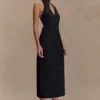 Simona Halter Neck Midi Dress – Black Simona Halter Neck Midi Dress – Black