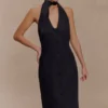 Simona Halter Neck Midi Dress – Black Simona Halter Neck Midi Dress – Black