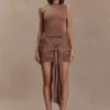 Sinead Slinky Mini Dress With Hardware – Mocha Sinead Slinky Mini Dress With Hardware – Mocha