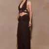 Siren Satin And Diamante Maxi Skirt – Dark Chocolate Siren Satin And Diamante Maxi Skirt – Dark Chocolate