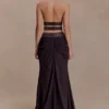 Siren Satin And Diamante Maxi Skirt – Dark Chocolate Siren Satin And Diamante Maxi Skirt – Dark Chocolate