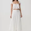 Skylar Lace Panelled Midi Skirt – White Skylar Lace Panelled Midi Skirt – White