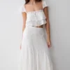 Skylar Lace Panelled Midi Skirt – White Skylar Lace Panelled Midi Skirt – White