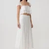 Skylar Lace Panelled Midi Skirt – White Skylar Lace Panelled Midi Skirt – White