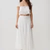 Skylar Lace Panelled Midi Skirt – White Skylar Lace Panelled Midi Skirt – White