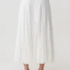 Skylar Lace Panelled Midi Skirt – White Skylar Lace Panelled Midi Skirt – White