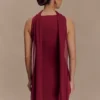 Skyler Suiting Embroidered Mini Dress – Wine