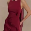 Skyler Suiting Embroidered Mini Dress – Wine