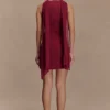 Skyler Suiting Embroidered Mini Dress – Wine