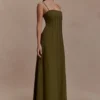 Sofie Pintuck Linen Maxi Dress – Khaki