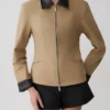Solange Zip Up Collared Jacket – Natural Solange Zip Up Collared Jacket – Natural