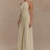 Soleil Knit And Mesh Halter Maxi Dress – Cream Soleil Knit And Mesh Halter Maxi Dress – Cream
