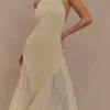 Soleil Knit And Mesh Halter Maxi Dress – Cream Soleil Knit And Mesh Halter Maxi Dress – Cream