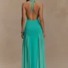 Soleil Knit And Mesh Halter Maxi Dress – Lagoon Soleil Knit And Mesh Halter Maxi Dress – Lagoon
