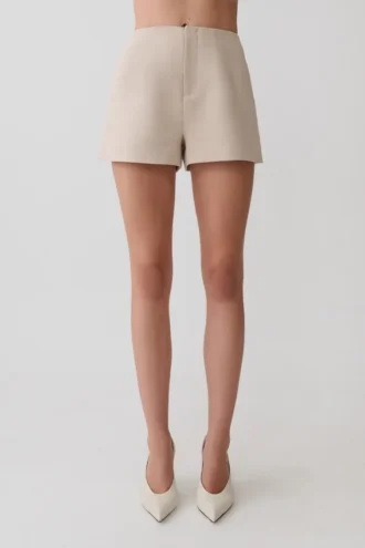 Solenne Suiting Shorts – Natural Marle