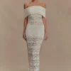 Solstice Off Shoulder Crochet Knit Maxi Dress – Ivory