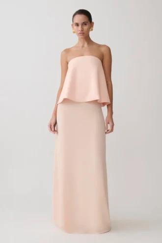 Sophia Satin Strapless Maxi Dress – Peach