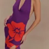 Stacy Knit Halter Maxi Dress – Purple/Red