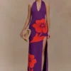 Stacy Knit Halter Maxi Dress – Purple/Red