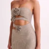 Stassie Strapless Rose Diamante Maxi Dress – Nude Stassie Strapless Rose Diamante Maxi Dress – Nude