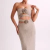 Stassie Strapless Rose Diamante Maxi Dress – Nude Stassie Strapless Rose Diamante Maxi Dress – Nude