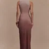 Stella Draped Slinky Maxi Dress – Mocha Ombre