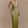Stella Draped Slinky Maxi Dress – Ombre Vintage Olive