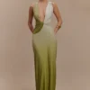 Stella Draped Slinky Maxi Dress – Ombre Vintage Olive