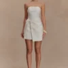 Steph Strapless Linen Mini Dress – White