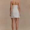 Steph Strapless Linen Mini Dress – White